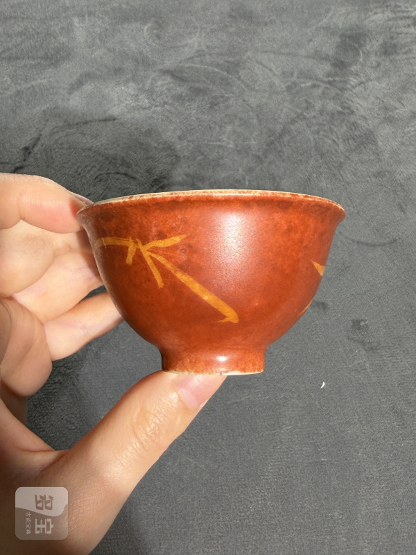 清乾隆珊瑚红釉描金竹纹小茶园 - 图5